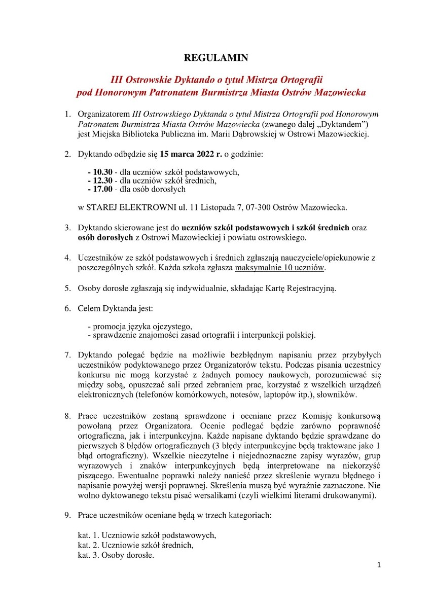 Ostrowskie dyktando będzie 15.03.2022. Sprawdź się! Jak się zapisać? Przeczytaj