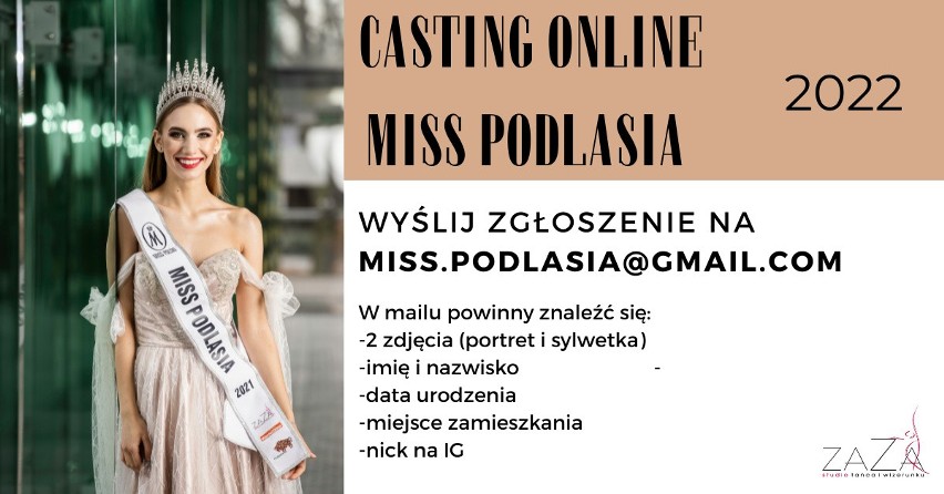 Ostatnia szansa na koronę Miss i Mistera Podlasia 2022. Trwa casting on-line