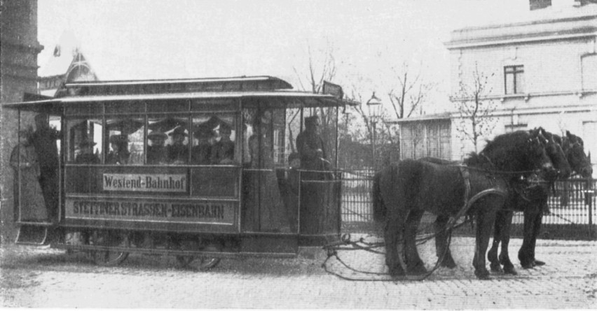 Rok 1874. Jeden z pierwszych szczecińskich tramwajów...