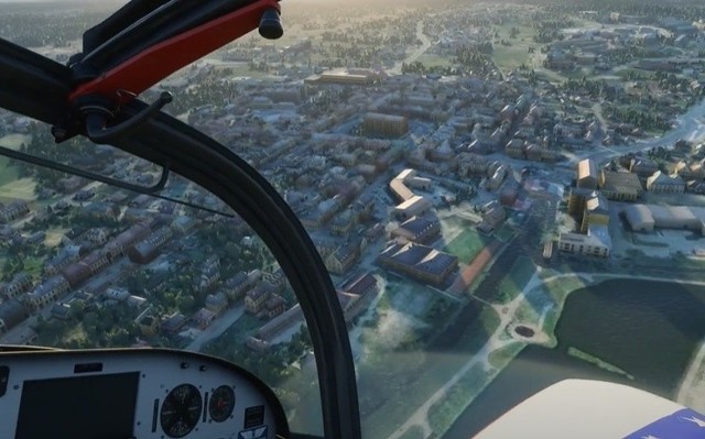 Tak prezentuje się część Staszowa w najnowszym Microsoft Flight Simulator 2020.