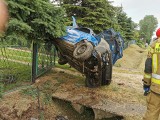 Sucha. Dziwny wypadek pod Olkuszem. Fiat wisiał na płocie. To cud, że nikt nie zginął. Jak się okazuje, kierowca był pijany [ZDJĘCIA]