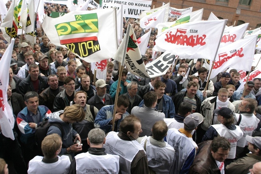 Protest górników w Katowicach 29 kwietnia