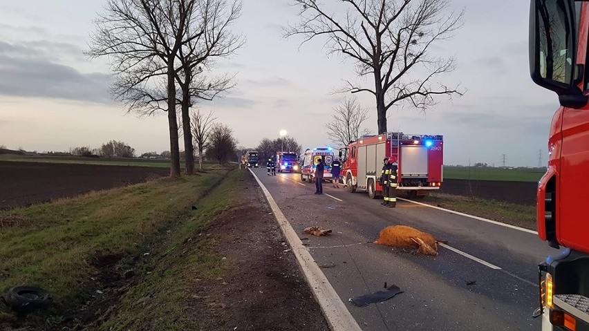 Wypadek pod Wrocławiem. Jedna osoba nie żyje, 6 rannych (ZDJĘCIA)