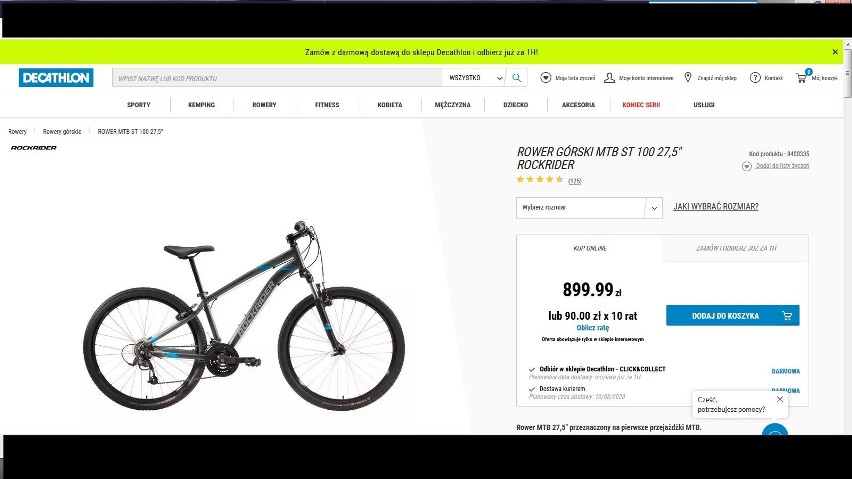 Przykładowy rower. Cena 899 zł.