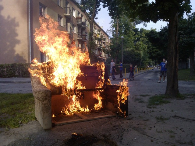 Pożar w śmietniku na ul. Sokolej w Lublinie