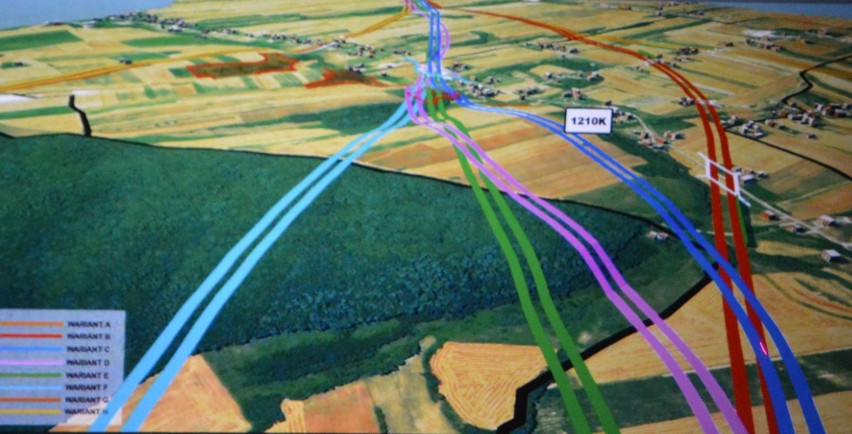 Wizualizacja możliwych przebiegów drogi S7