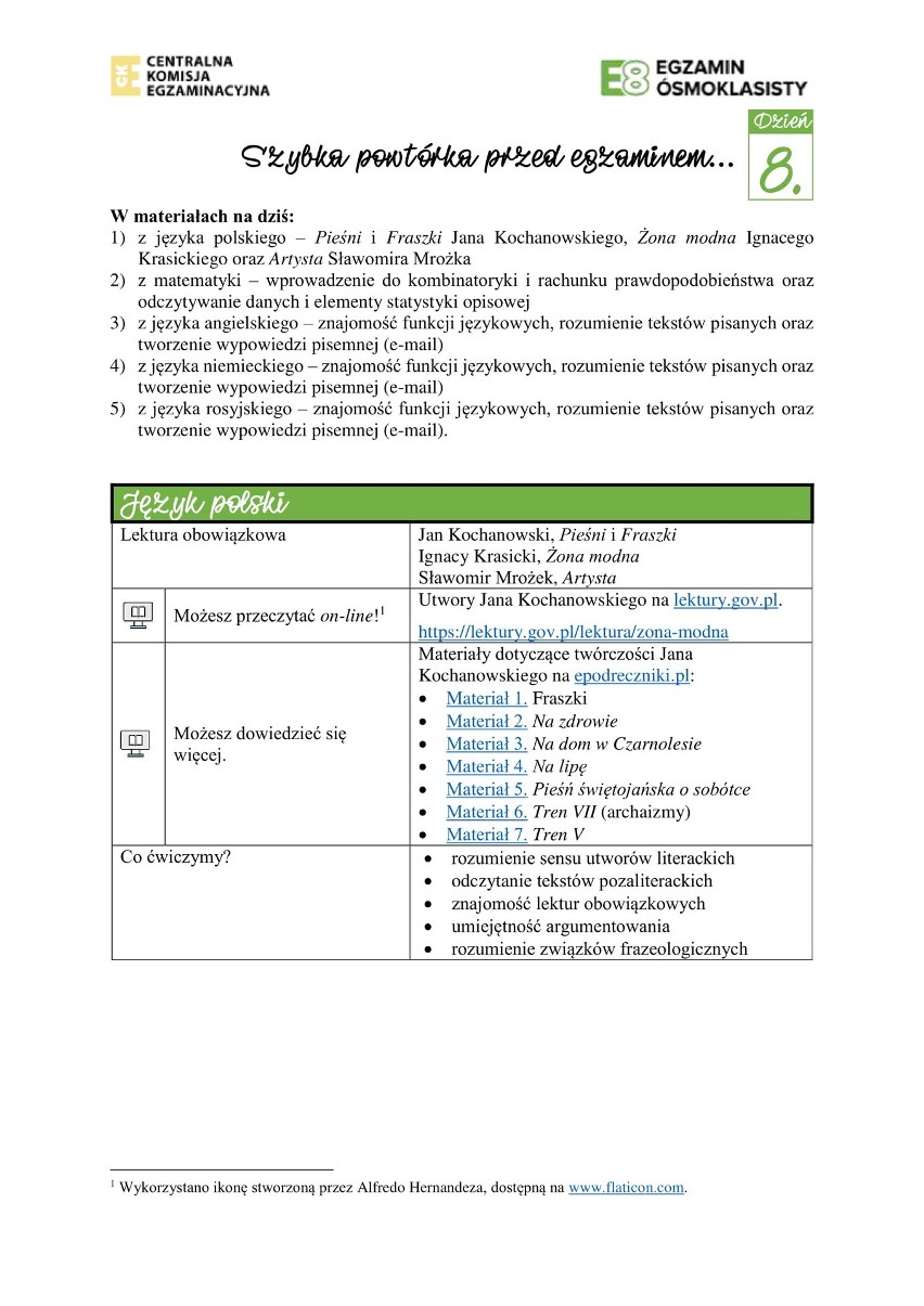 Egzamin ósmoklasisty CKE 2020: zestaw zadań powtórkowych cz....
