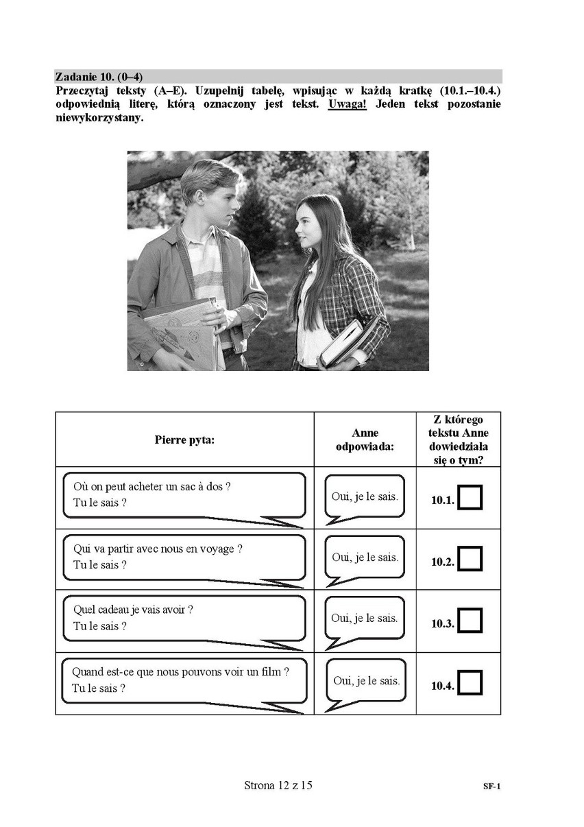 Sprawdzian 2016: Język francuski [ODPOWIEDZI, ARKUSZ CKE]