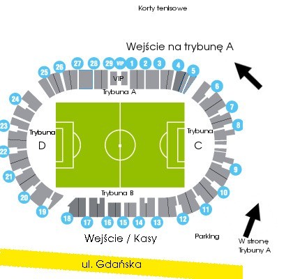 Plan stadionu Zawiszy