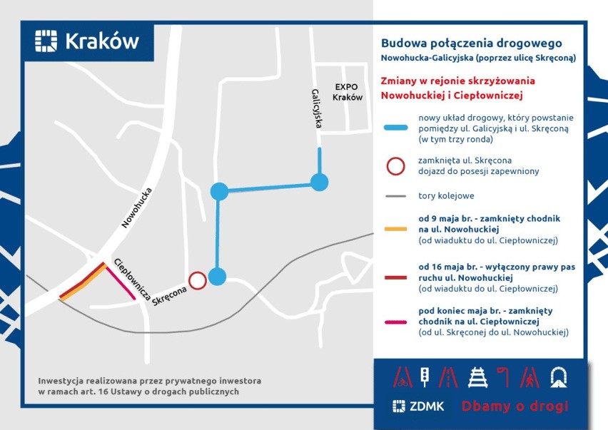Kraków. Powstaje nowy układ drogowy łączący Nowohucką z Galicyjską