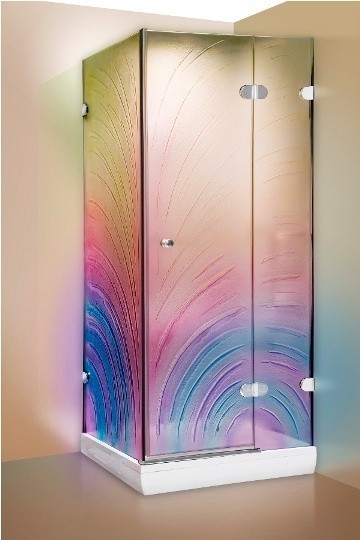 Kabina prysznicowa z kolorowego szkła...