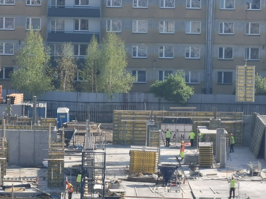 Budowa akademika Base Camp w Katowicach, kwiecień 2020...