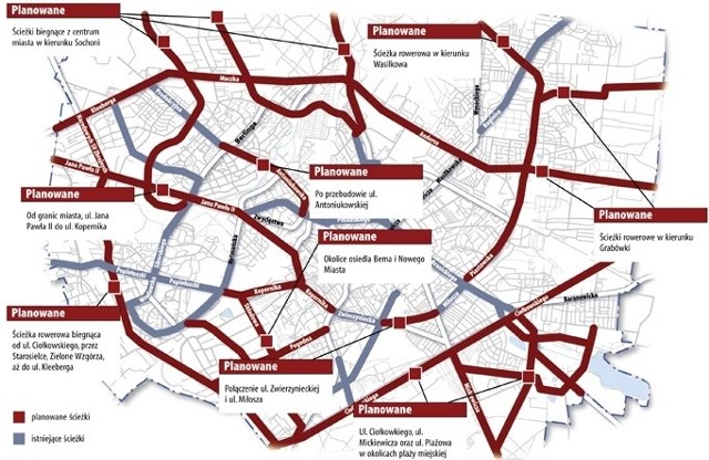 Ścieżki dla cyklistów jeszcze nie tworzą ciągłej trasy w naszym mieście, ale przybywa ich coraz więcej. W tym roku ma się zakończyć budowa sześciu kolejnych kilometrów.