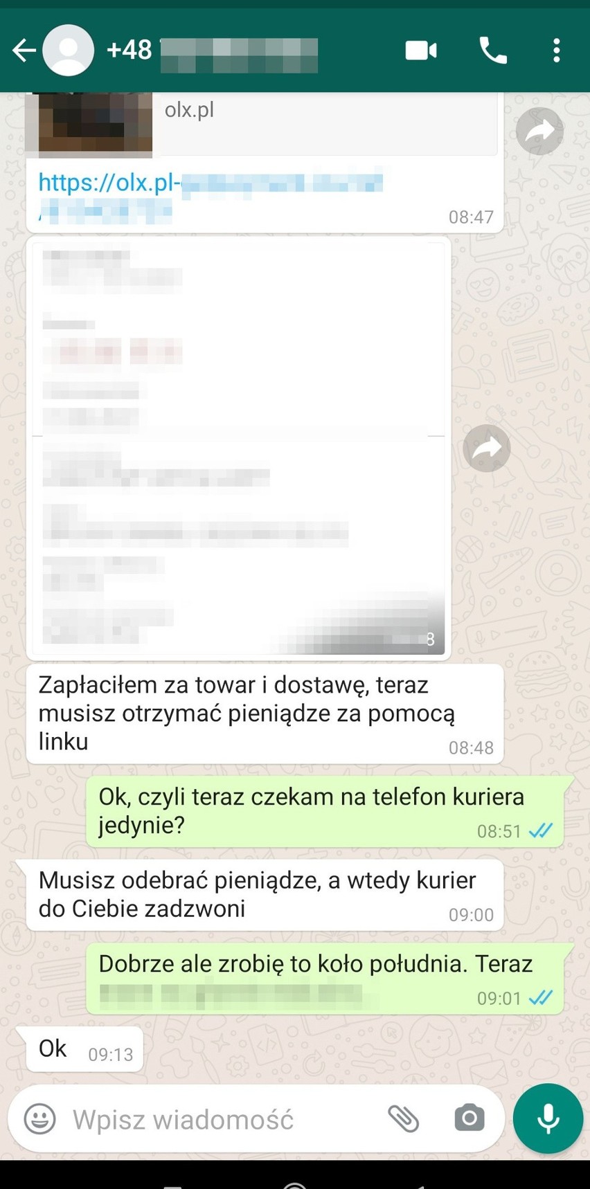 Korespondencja mieszkanki powiatu krakowskiego z oszustem