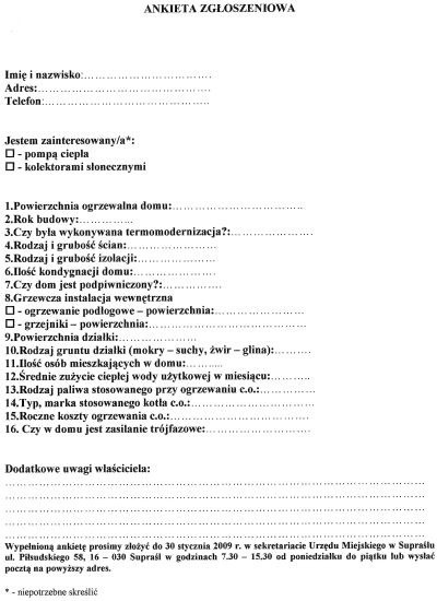 Burmistrz Supraśla liczy, że mieszkańcy będą zainteresowani odnawialnymi źródłami energii. Jeżeli wynik przeprowadzonej ankiety to potwierdzi, to gmina powalczy o szwajcarską dotację.