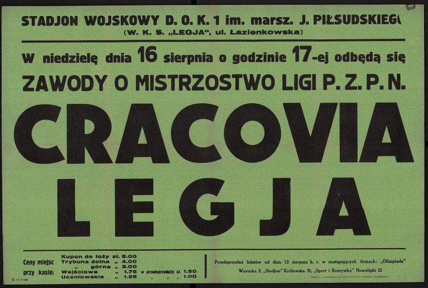 Historyczne plakaty meczowe Cracovii         