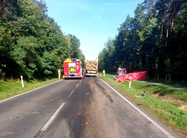 Czołowe zderzenie okazało się dla kierowcy samochodu osobowego śmiertelne. Nie są znane powody, dlaczego prowadzący pojazd zjechał z właściwego pasa drogi. Zobacz zdjęcia z miejsca wypadku --->