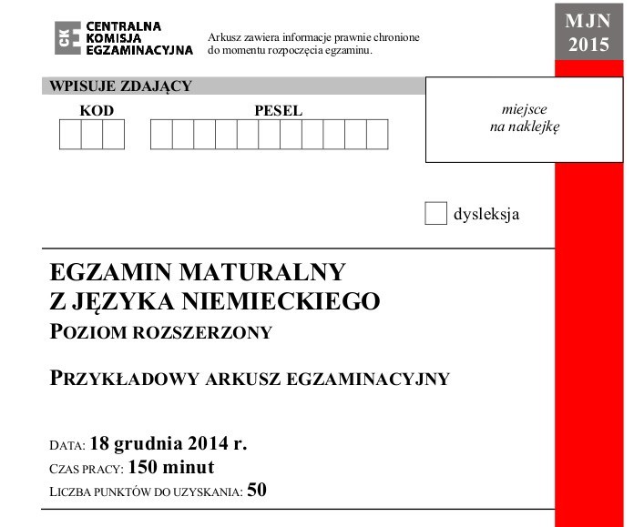 Próbna matura 2014/2015 z CKE - język niemiecki (p....