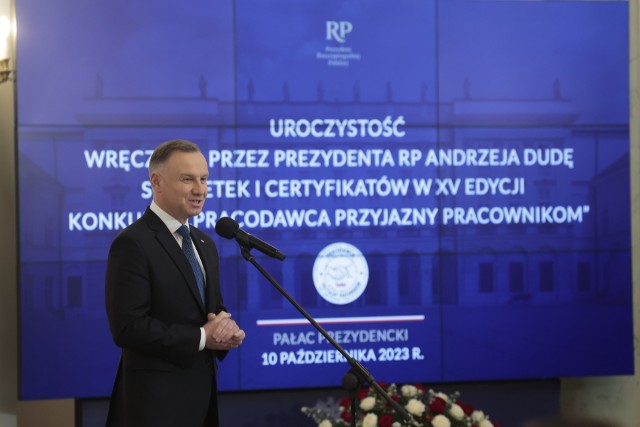 Prezydent Polskiej Andrzej Duda wręczył statuetki oraz certyfikaty w XV edycji Konkursu „Pracodawca Przyjazny Pracownikom”.