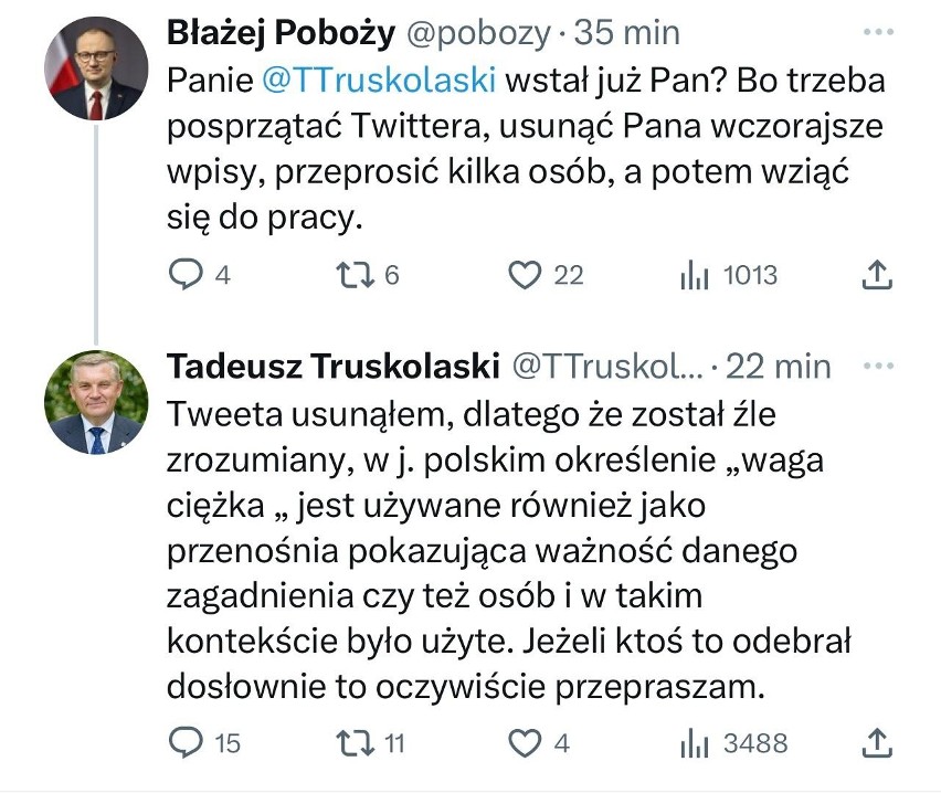 Dyskryminujący wpis na twitterze prezydenta Białegostoku wywołał burzę. Tadeusz Truskolaski tłumaczy się, że został źle zrozumiany