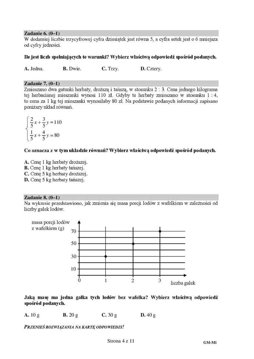 Egzamin gimnazjalny 2016. Matematyka (ARKUSZE, PYTANIA,...