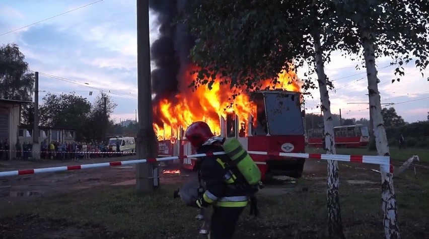 Pożar tramwaju w zajezdni Katowice Zawodzie