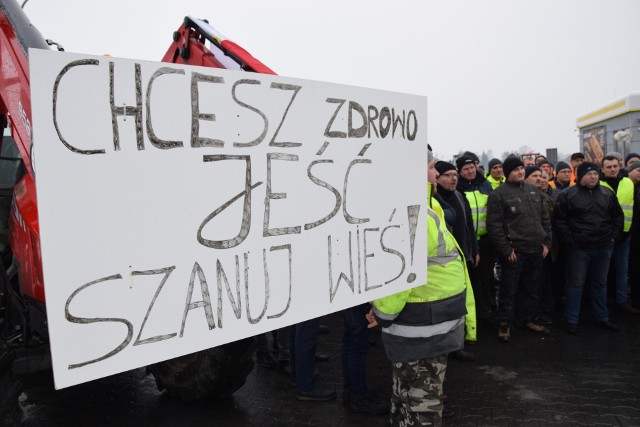 Protestujący rolnicy z Olesna i okolic.