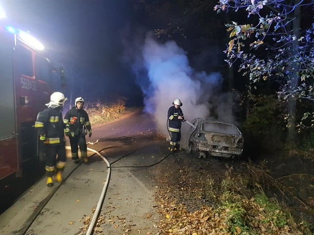 Dziś w nocy (27 października) przy drodze między Kanią a Lubostroniem (gmina Łabiszyn) spłonął samochód osobowy.- Pożar objął cały samochód, a nasze działania polegały na podaniu jednego prądu wody w celu dokładnego ugaszenia ognia - relacjonują strażacy z OSP Łabiszyn.Na miejscu działały również zastęp JRG Żnin oraz policja.