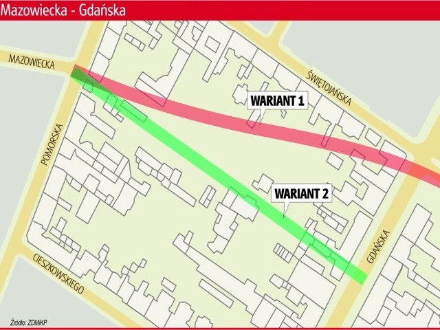 Zobacz, jakie warianty przebiegu przedłużenia ulicy Mazowieckiej powstały