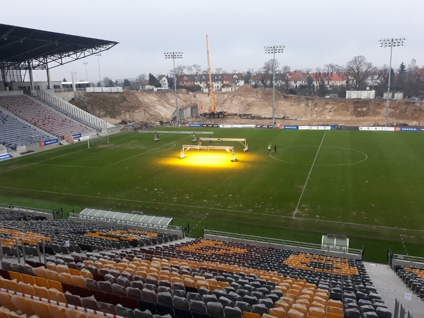 Stadion Pogoni Szczecin - stan prac 23 stycznia 2021.
