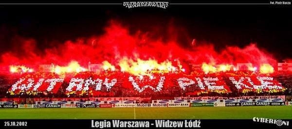 Witamy w piekle - oprawa z meczu Legia - Widzew została uznana najlepszą choreografią do 2002 roku w Polsce. Wzór oprawy został przygotowany przed grupę Cyberf@ni - "Witamy w piekle"