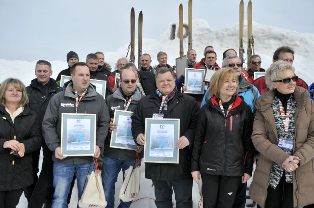 Laureaci plebiscytu "Najlepsza Stacja Narciarska Małopolski 2012/2013 - BEZPIECZNIE I ROZWAŻNIE", na stoku Rusin-Ski w Bukowinie Tatrzańskiej