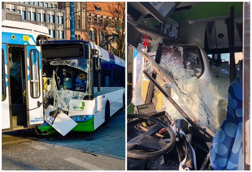 Wypadek na Bramie Portowej w Szczecinie: zderzenie tramwaju...