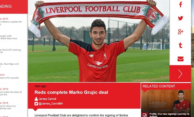 Marko Grujić został zawodnikiem Liverpoolu