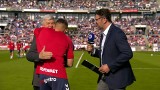 "Dobry!". Lukas Podolski przerwał wywiad Włodzimierza Lubańskiego. Sympatyczna scena przed meczem Górnik Zabrze - Pogoń Szczecin