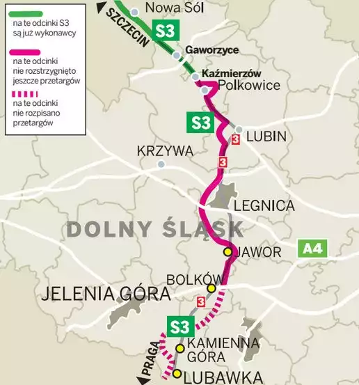 Wykonawcy drogi S3 od Nowej Soli do Kaźmierzowa mają 30 miesięcy na zakończenie budowy