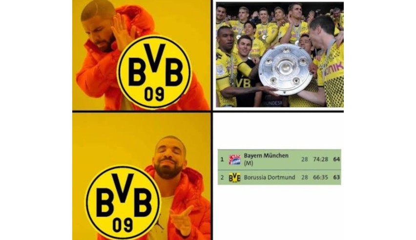 Borussia Dortmund na własne życzenie nie sięgnęła po mistrzostwo Niemiec! Z BVB śmieje się cały piłkarski świat [MEMY]
