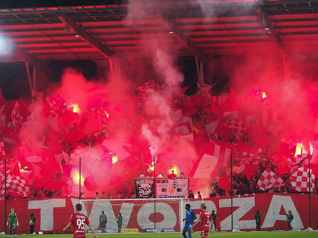 Podczas meczu ze Stomilem na trybunach zasiadło ponad 15 tysięcy kibiców Widzewa. Zobacz zdjęcia fanów łódzkiego Widzewa