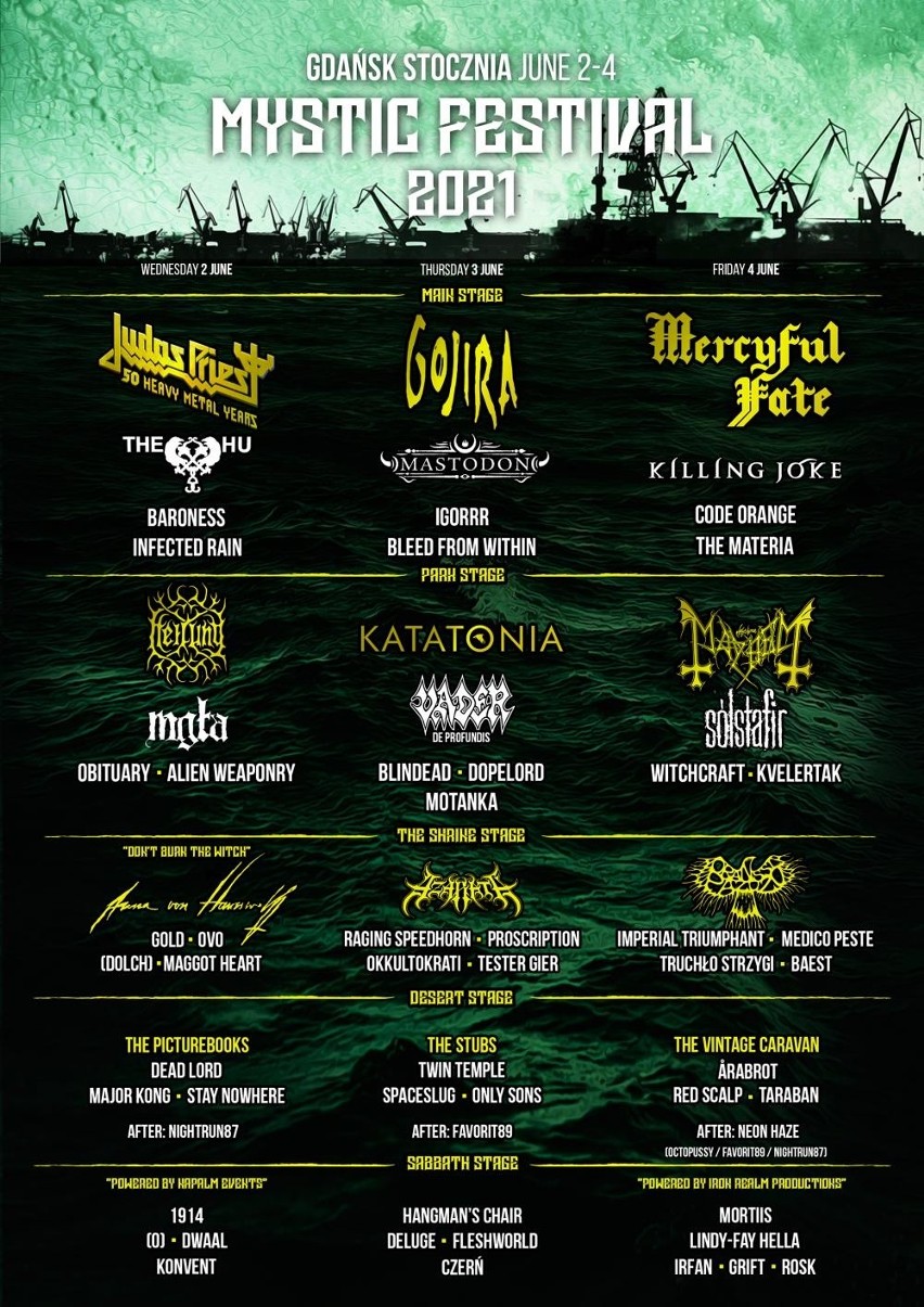 Mystic Festival 2021 w Gdańsku. Rozpoczęła się sprzedaż biletów jednodniowych na 5 scen. Wystąpi m.in. Judas Priest [PROGRAM]