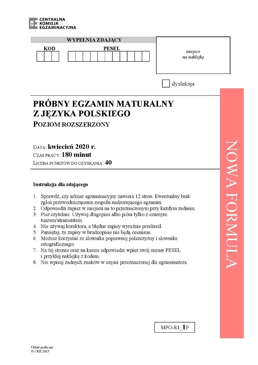 MATURA PRÓBNA 2020: Język polski - poziom rozszerzony. Zobacz arkusz maturalny z 2 kwietnia i odpowiedzi z 15 kwietnia 2020 r. 