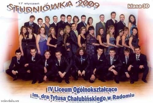 Klasa III D z IV Liceum Ogólnokształcącego imienia doktora Tytusa Chałubińskiego w Radomiu Najsympatyczniejszą Klasą Maturalną 2009.