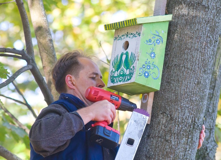 Podlaskie wycinanki, motywy ptaków i kwiatów - budki lęgowe...