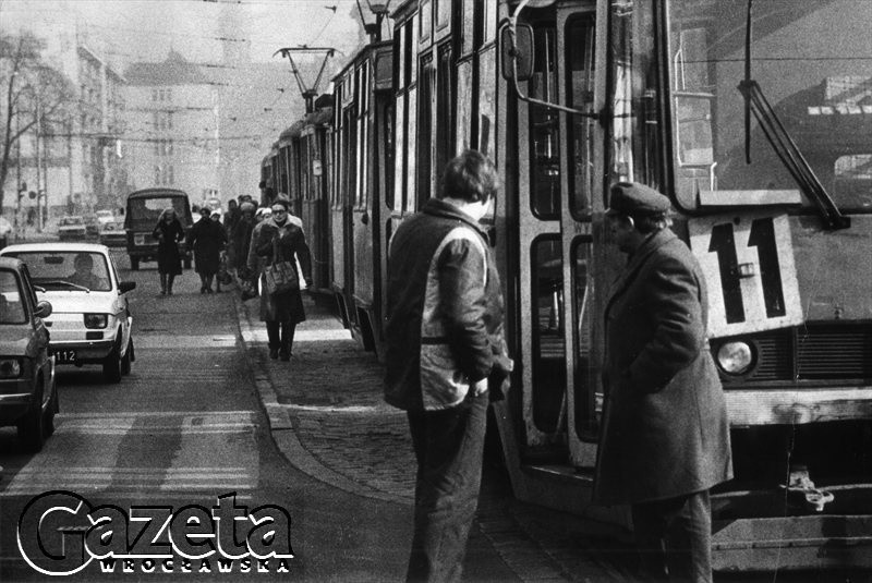 Wrocław lata 80. Awaria trakcji tramwajowej.