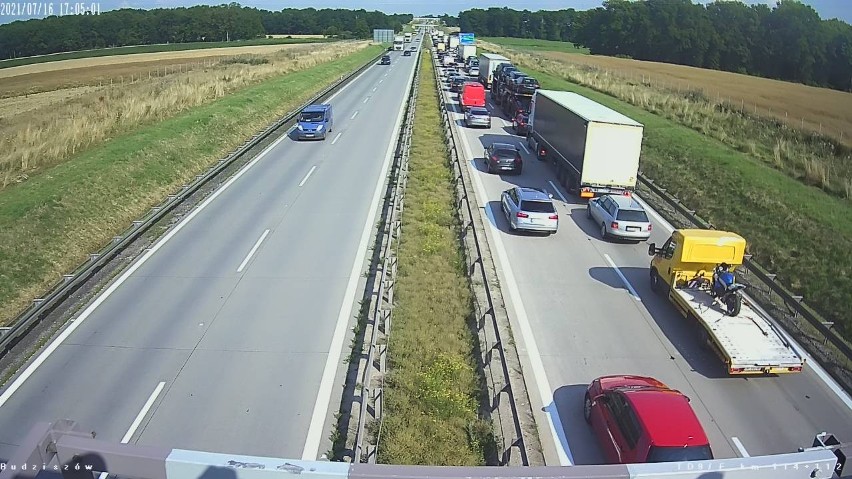 Korek na autostradzie A4, 16.07.2021