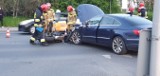 Wypadek motocyklisty na wrocławskim Muchoborze. Jednoślad zderzył się z osobówką (ZOBACZ NAGRANIE)