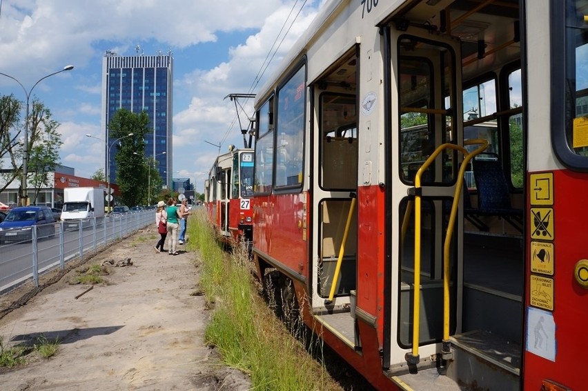 Wykolejony tramwaj 27 Sosnowiec Pogoń