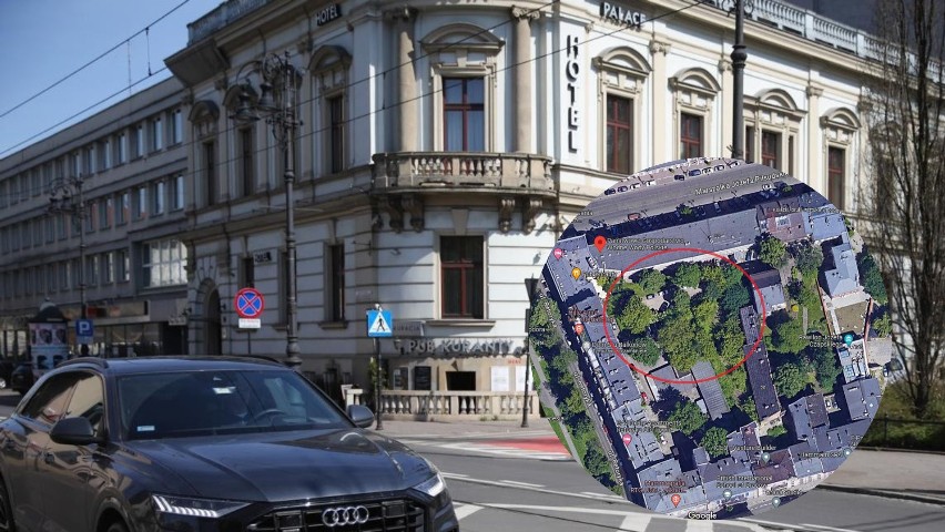 Ulica Piłsudskiego w Krakowie, z prawej budynek Wód...