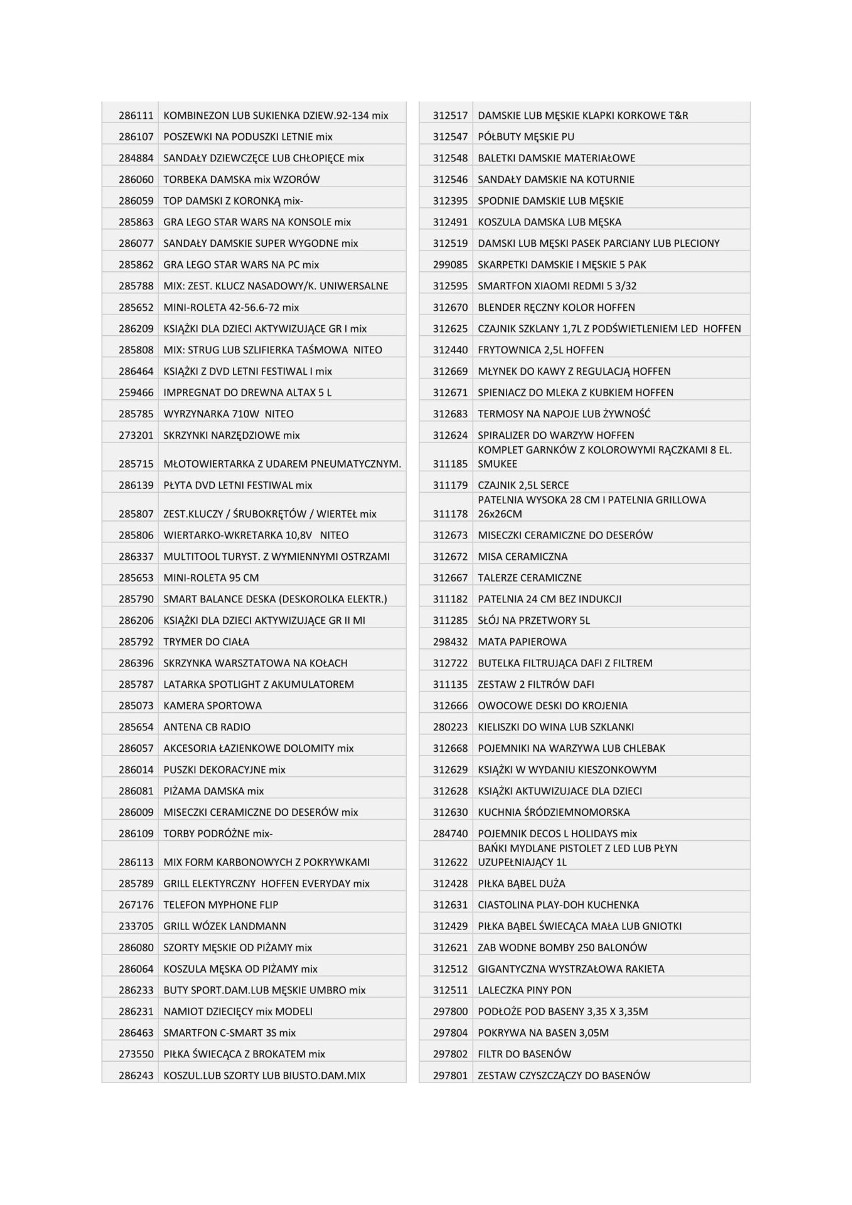 Lista produktów 50 procent tańszych