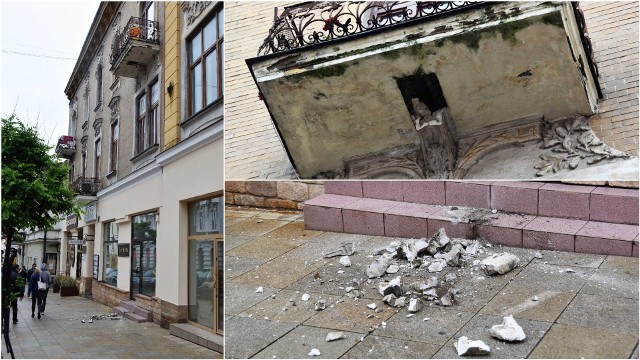 Betonowy element balkonu runął na ulicę Krakowską w środku dnia