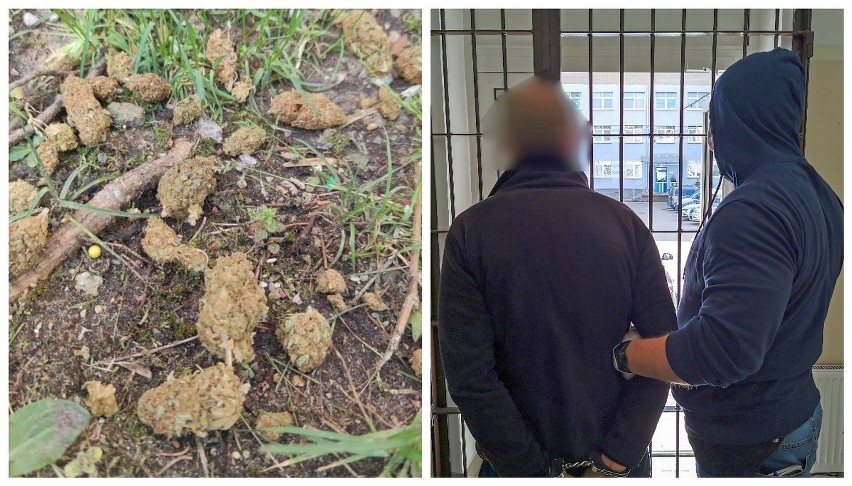 Deszcz narkotyków w Białymstoku. Podczas nalotu policji diler wyrzucał narkotyki przez balkon. A na dole stał policjant (zdjęcia)